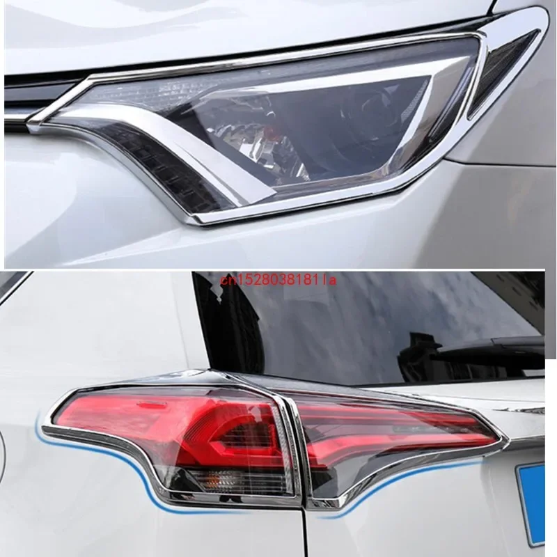 

For RAV4 2016 2017 2018 2019 ABS Chrome Front Head/Rear Tail Light Lamp Cover Trim 2-6pcs