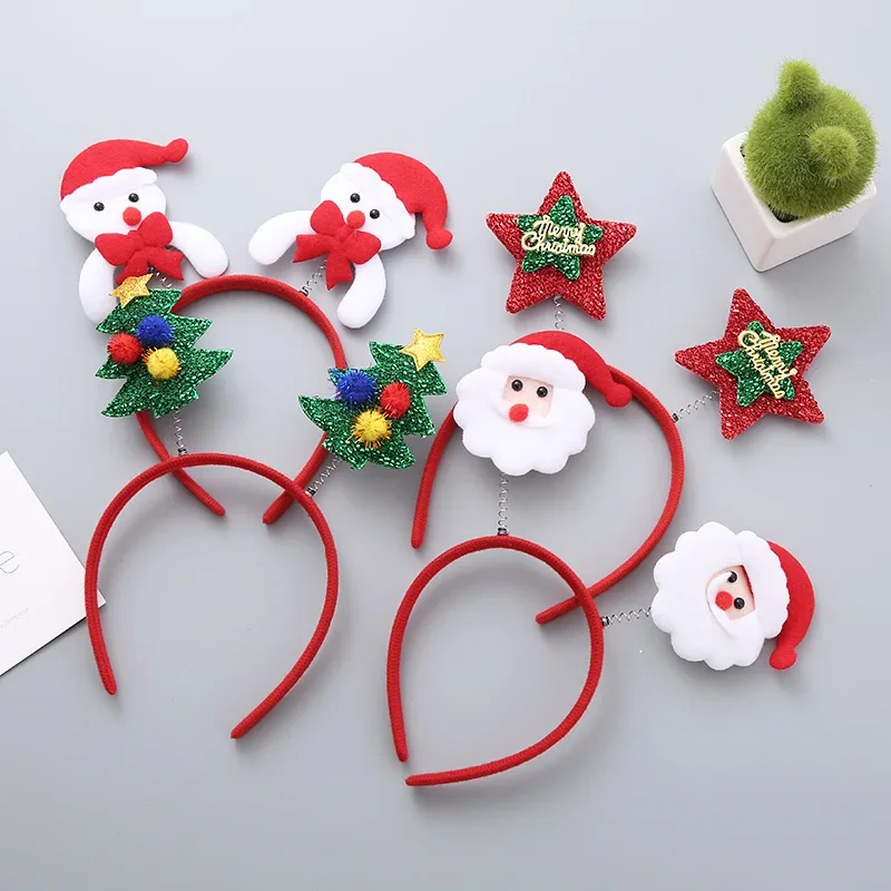 Aro decorativo para el pelo con lentejuelas y copos de nieve blancos para niños, diademas navideñas, accesorios para el cabello y accesorios para el cabello, regalos