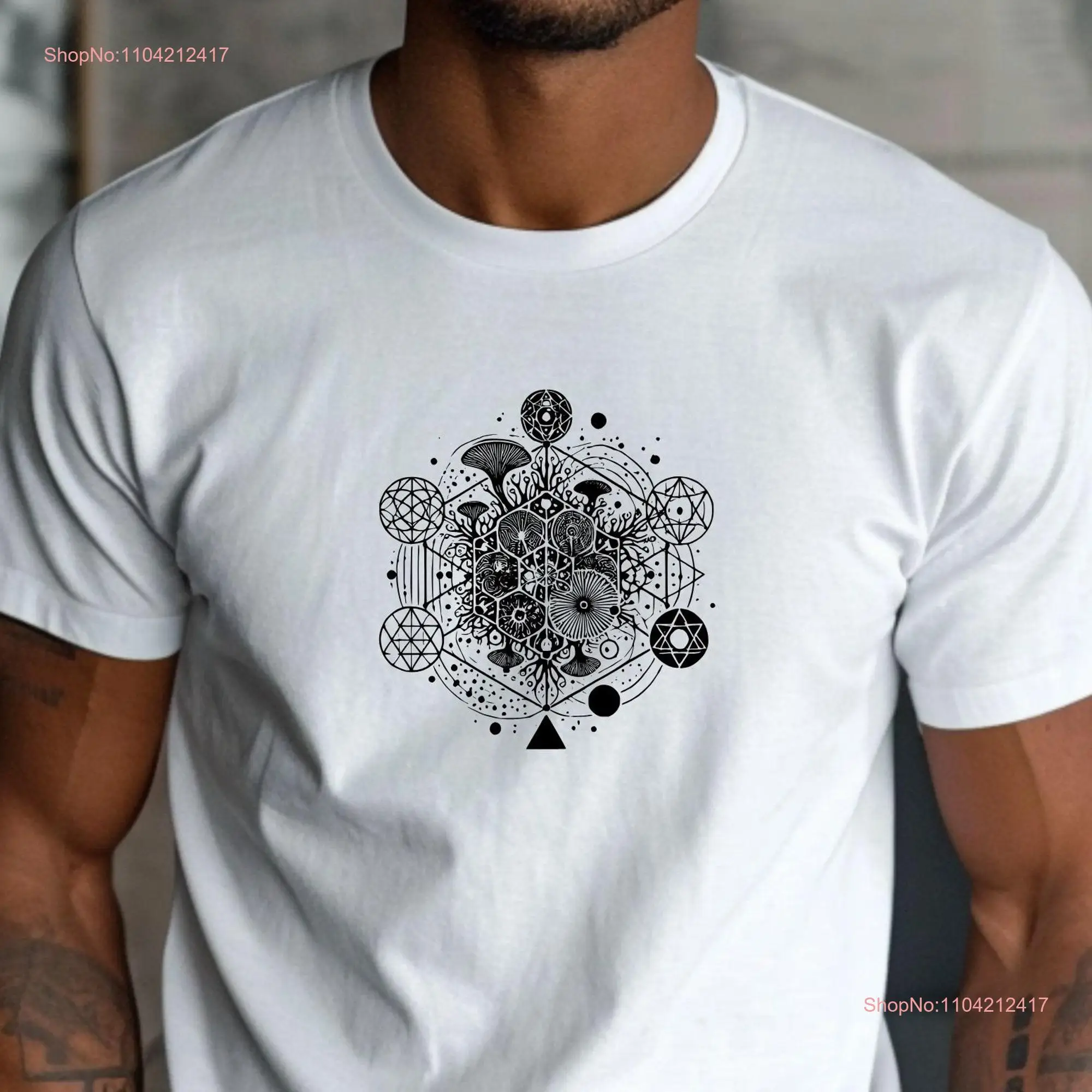 Mycelial Bloom T Shirt Sacred Geometry Mycelium Mushroom Festival Clothing Shroom Spore Yoga long or short sleeves