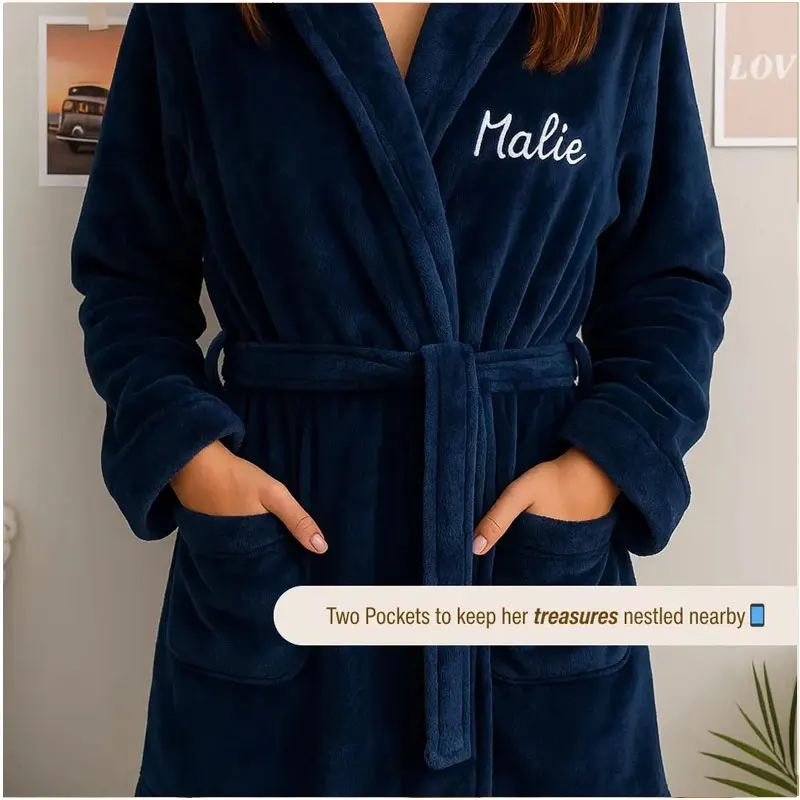 رداء حمام من الفلانيل مخصص للمراهقين اسم مخصص للفتيات منفوش بحروف قصيرة رداء لحفلات أعياد الميلاد رداء حمام للحفلات النوم