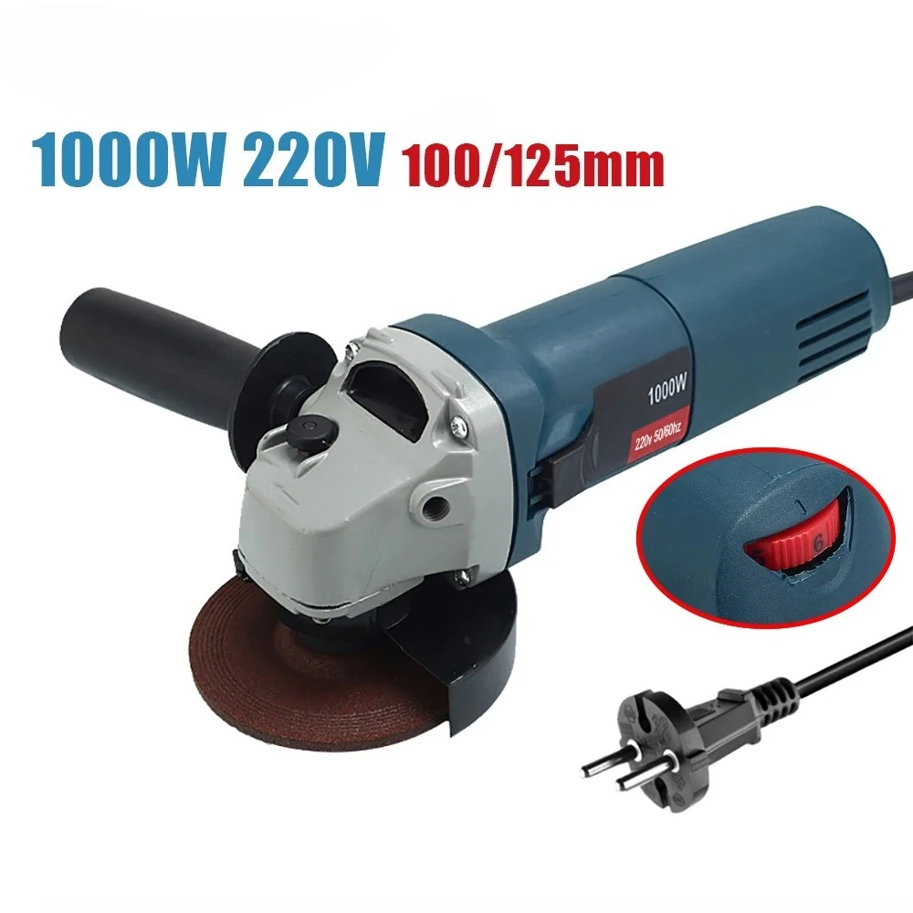 1000W Electric Angle Grinder 220V Corded Grinder Machine 6 Speeds 100/125mm Electric Grinding Cutting Polishing Power Tools