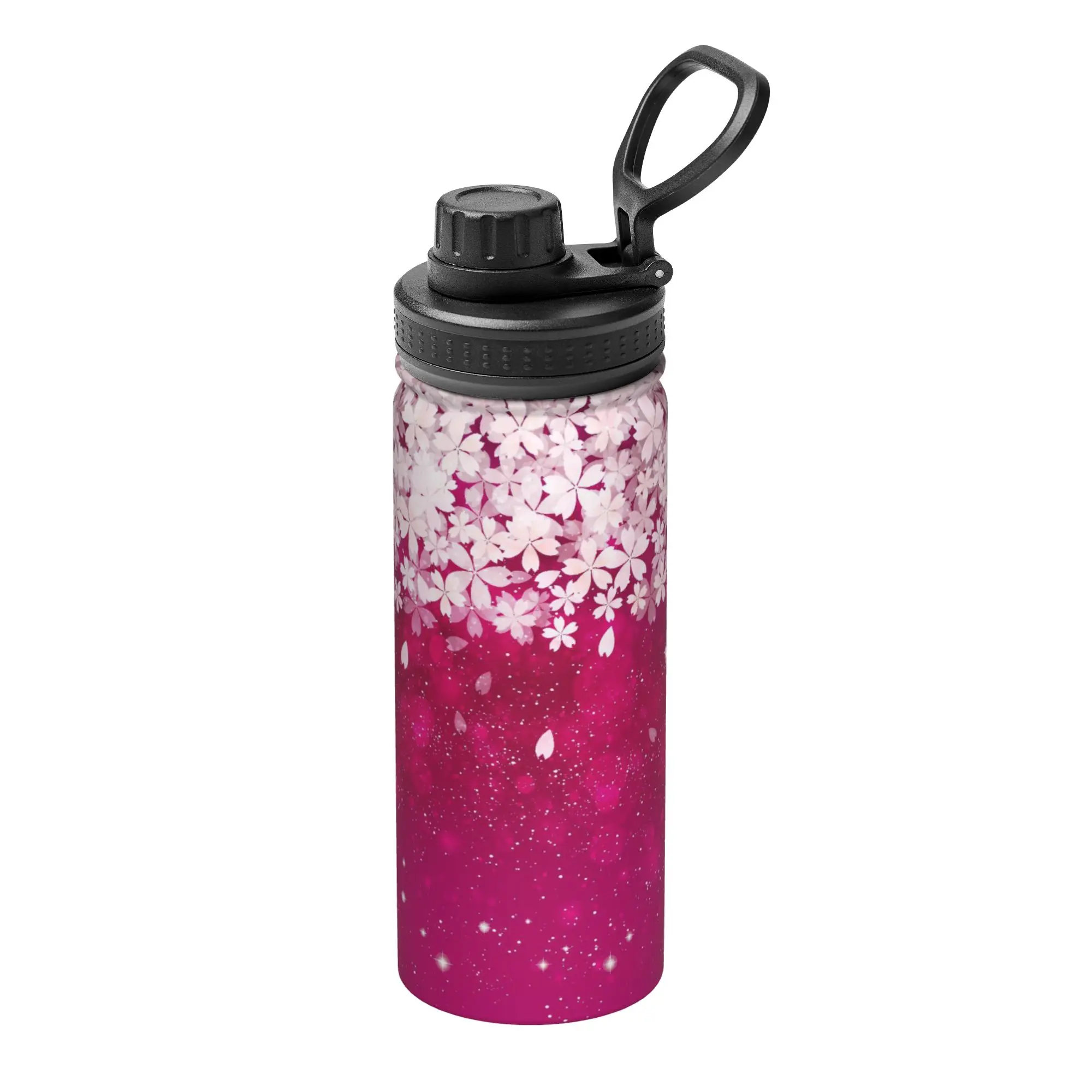 Japanese Sakura Cherry Blossom 18OZ Sports Insulated Kettle  Thermal Cup Stainless Steel Travel Outdoor Mugs 18OZ