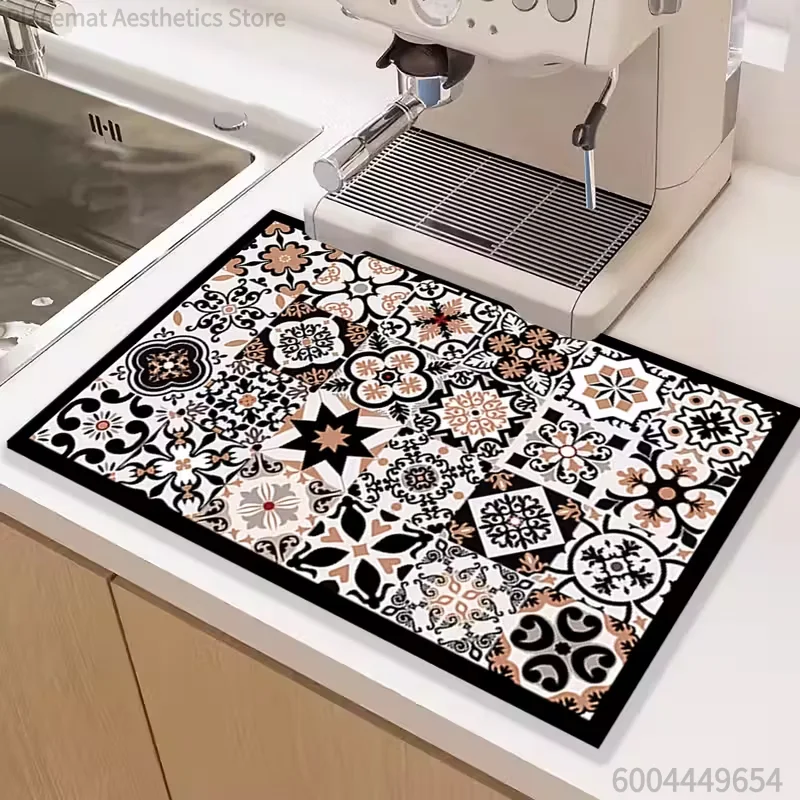 Coffee Diatomaceous Earth Drainage Pad Soft and And Drying Pad Table Top Pad Pet Pad Table Decoration Household Kitchen Supplies
