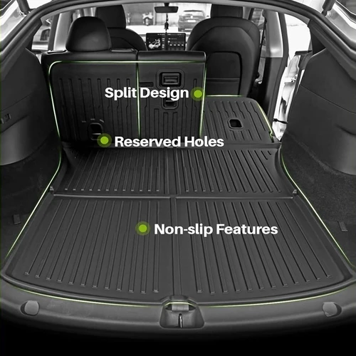 Imagen 2 del producto Para Tesla Model Y Juniper 2025, esteras para maletero trasero, cobertura completa, cubierta para maletero, respaldo de asiento, almohadilla protectora, revestimiento de carga, estera antisuciedad
