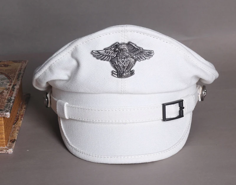 Retro 2024 Navy Peaked Sailor Cap Männer Frauen Frühling Armee Hut Männlich Leinwand Grau Adler Gürtel Lokomotive Casquette – Detail 11