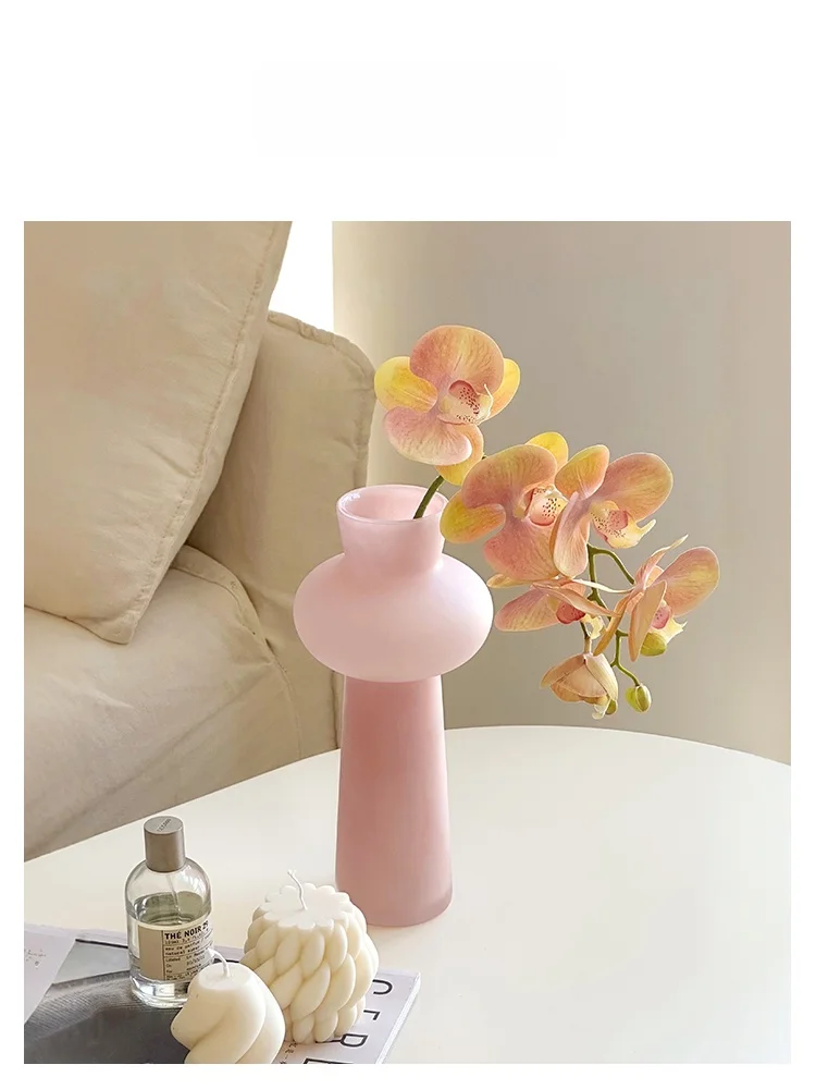 

Стеклянная ваза U Mi LIVING Mist Pink для цветов, декоративная настольная ваза в стиле Ins, большие цветочные горшки для гостиной