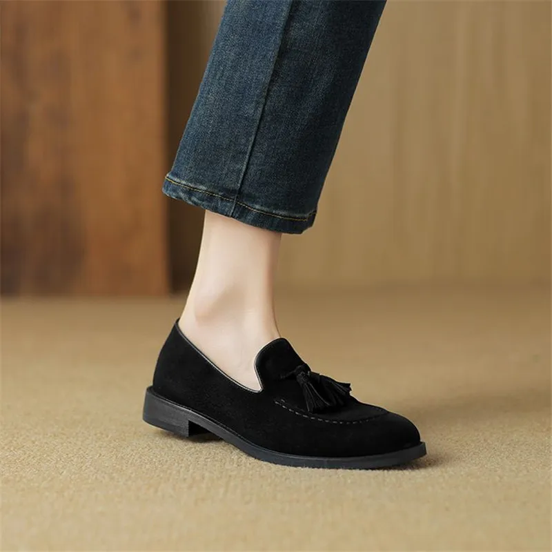 New Winter Sheep Suede Women Pumps Shoes for Women Fashion Round Toe Loafers Shoes Zaptos Mujer Low Heels Deep Mouth Shoes