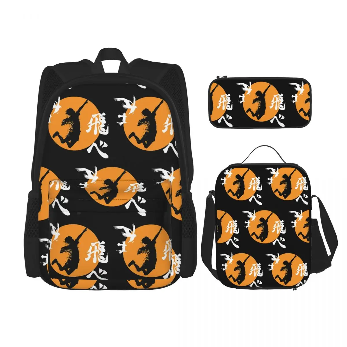 Haikyuu Karasuno Fly High Manga Anime Backpacks Kids Bookbag School Bags Rucksack Lunch Bag Pen Bag Three-Piece Set
