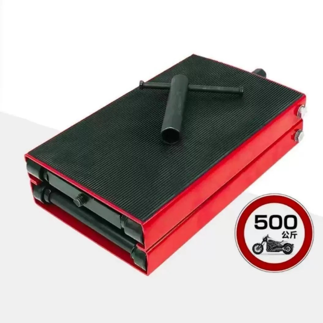 Motorcycle Lift Table Hydraulic Jack Stand Wide Deck Repair Platform for Electric Bike Maintenance Workshop Support 12.5 kg Red