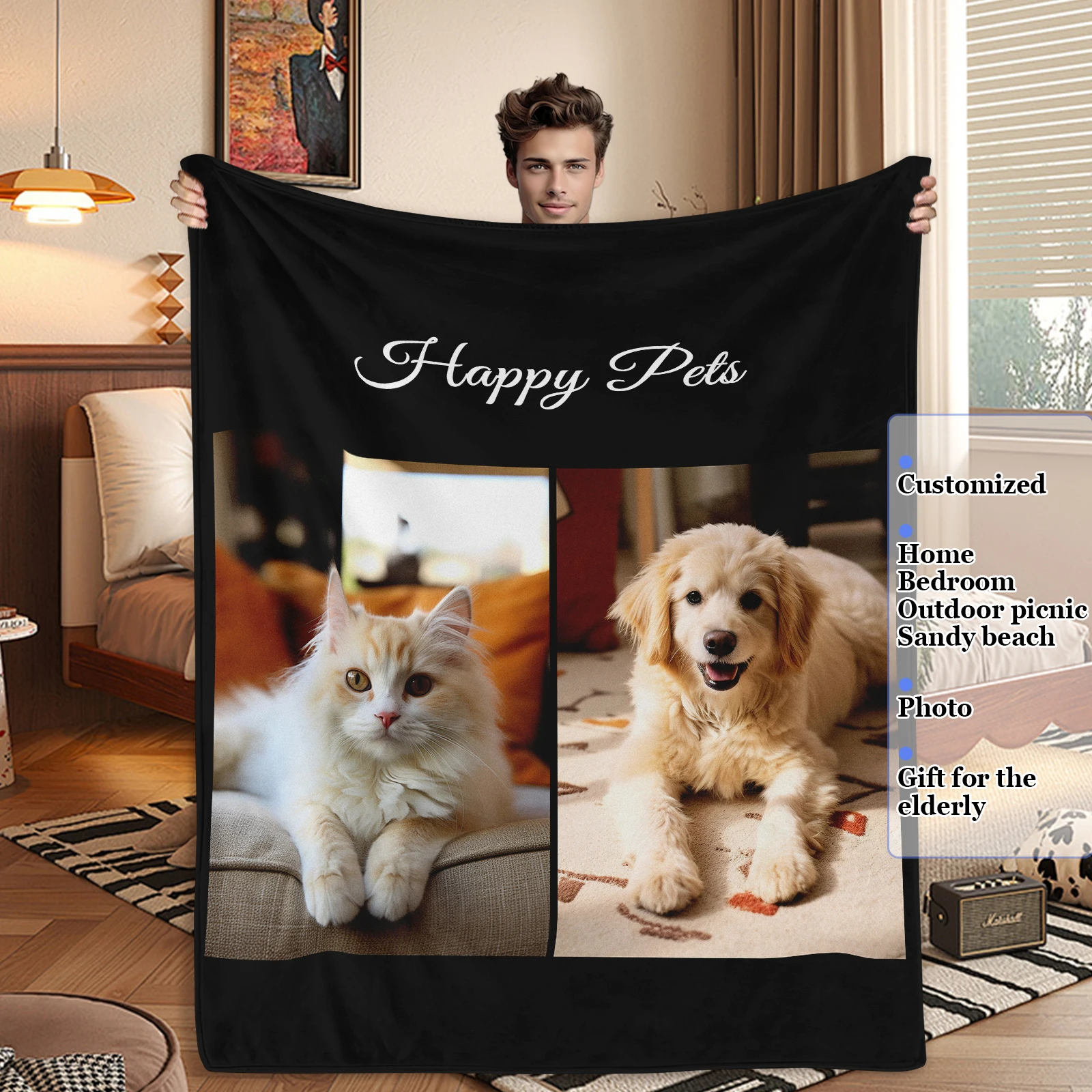 

Warm and Harmonious Pet Pictures Customizable Blankets Creative Gifts for Friends and Family with Pets As Cozy Home Decorations