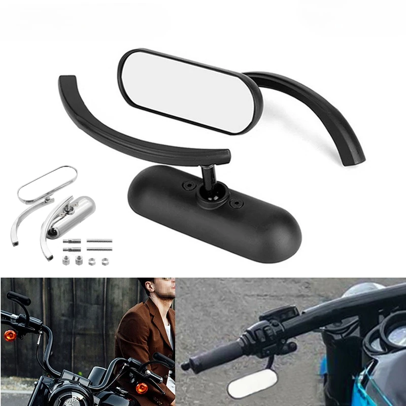 8mm 10mm Seitenspiegel Universal Motorrad Rückspiegel Oval für Harley Dyna Softail Sportster Touring Road King Cruiser