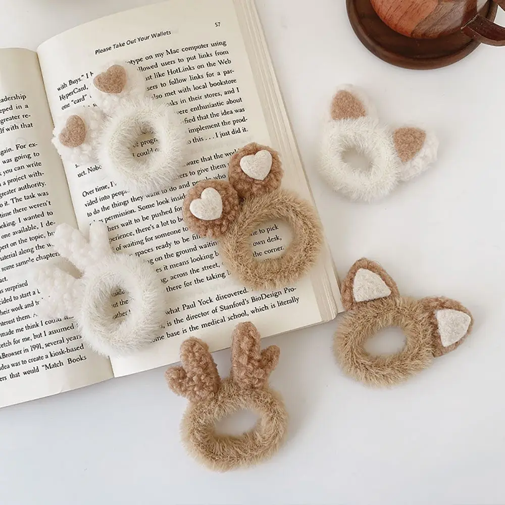 Accessories Hair Ties Female Antlers Plush Christmas Ponytail Holder Women Hair Ring Cat Ears Scrunchies Korean Style Hair Rope image 4