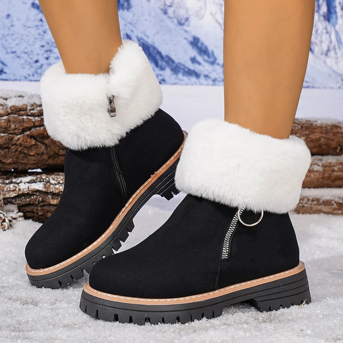 2026 Winter New Snow Boots Women Warm Fleece Lined Casual Shoes Plus Size