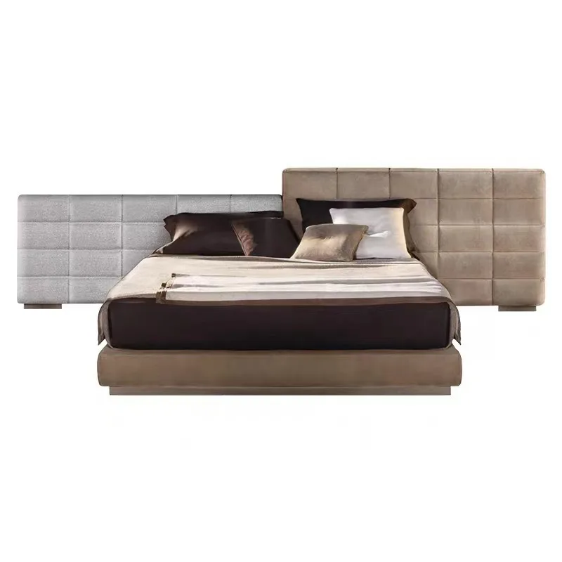 Italian minimalist bed, large master bedroom double bed, family bed