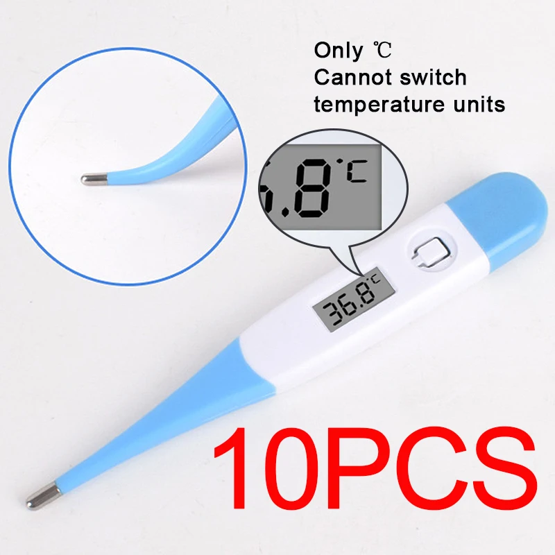 

10 шт. электронный термометр с мягкой головкой, цифровой измеритель температуры подмышек, бытовые термометры для взрослых и детей для лихорадки