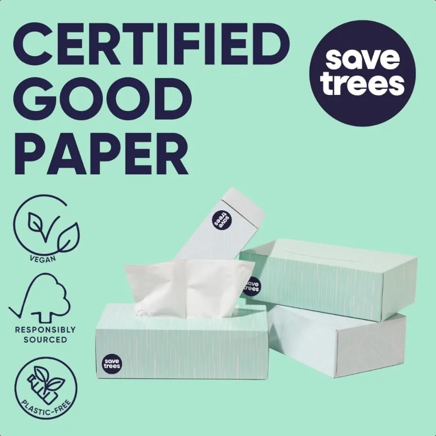 Fazzoletti per il viso in bambù 12 scatole di fazzoletti ipoallergenici ecologici a 3 strati 90 fogli per scatola Confezione in plastica certificata FSC gratuita