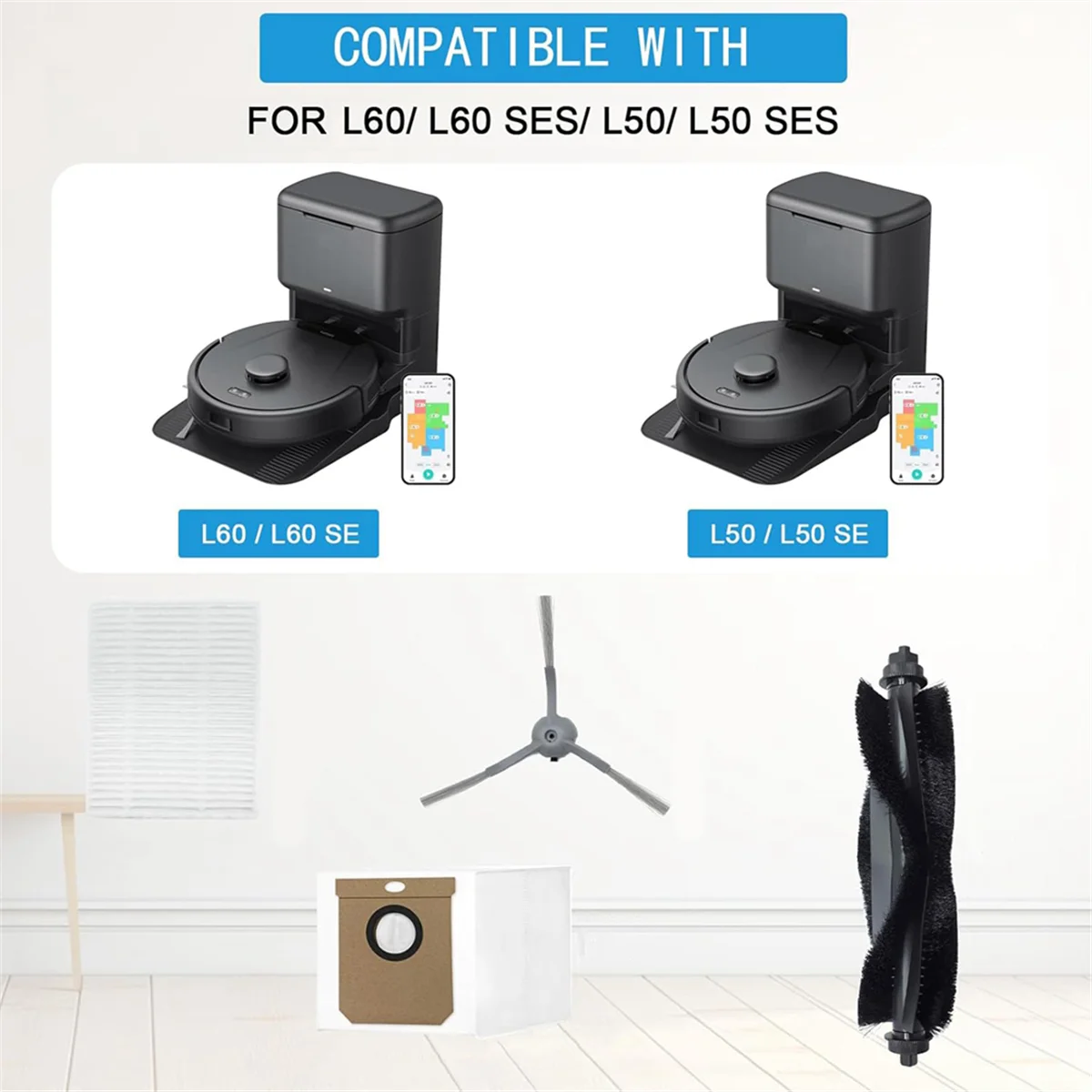 Pièces de rechange pour aspirateur, filtre Hepa, sacs à poussière, brosse latérale principale, Fy L60, L60, SES, L50, L50, SES