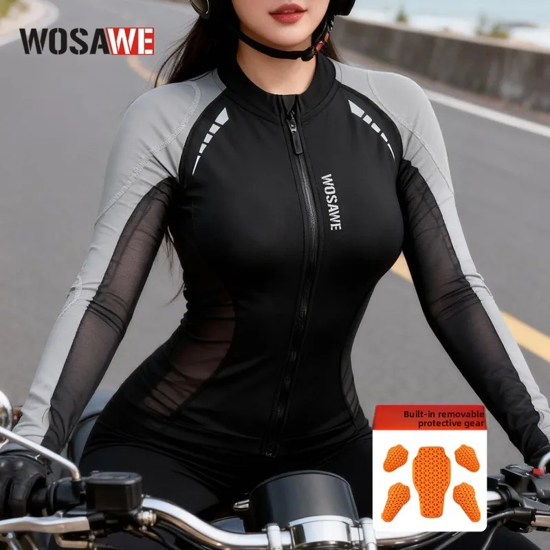 

WOSAWE Women Motorcycle Jacket Cycling Soft Breathable Mesh Clothing Equipment Summer Motorbike insert Gear Moto Riding Apparel
