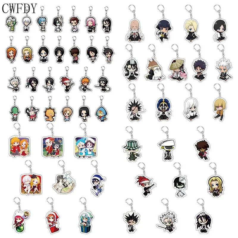 20pcs/lot Anime Keychain Kurosaki Ichigo Cosplay Key Chain Backpack Pendant Badge Cartoon Arcylic Chaveio For Women Men Jewelry