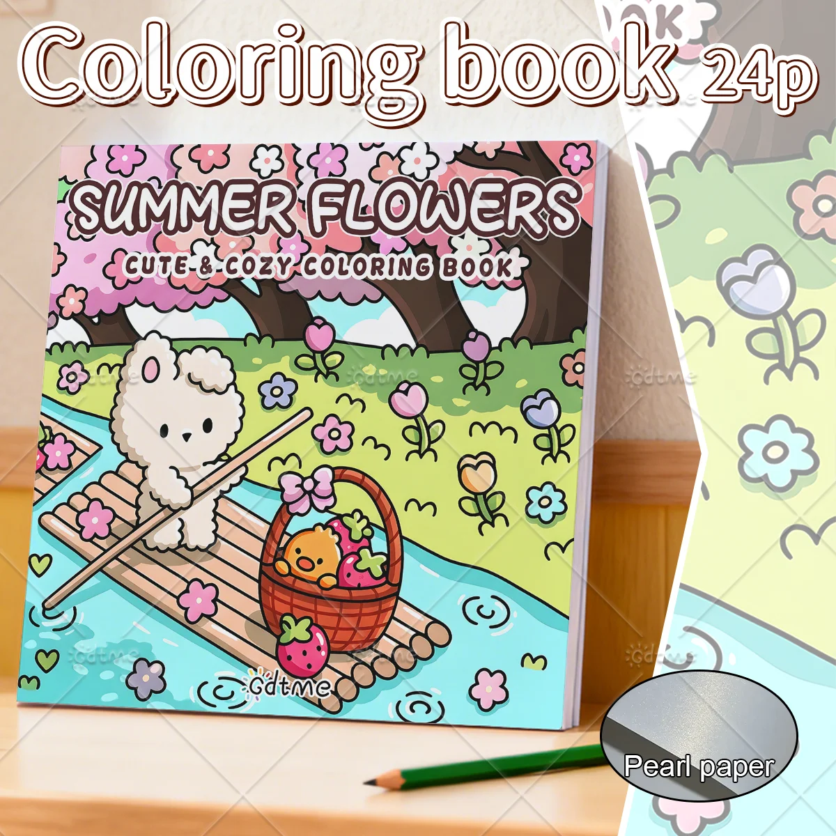 Summer Flowers Cute & Cozy Coloring Book -Thick Paper for Adults Teens - Stress Relief Creative Cute Drawing Book DIY Gift Idea
