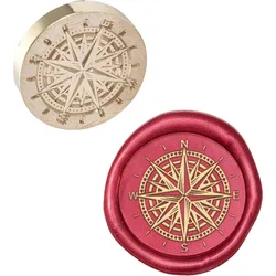 Compass Wax Seal Stamp Head Sealing Wax Stamps Brass Head Retro Stamp Kit for Letter Envelope Party Invitation Wine Packages