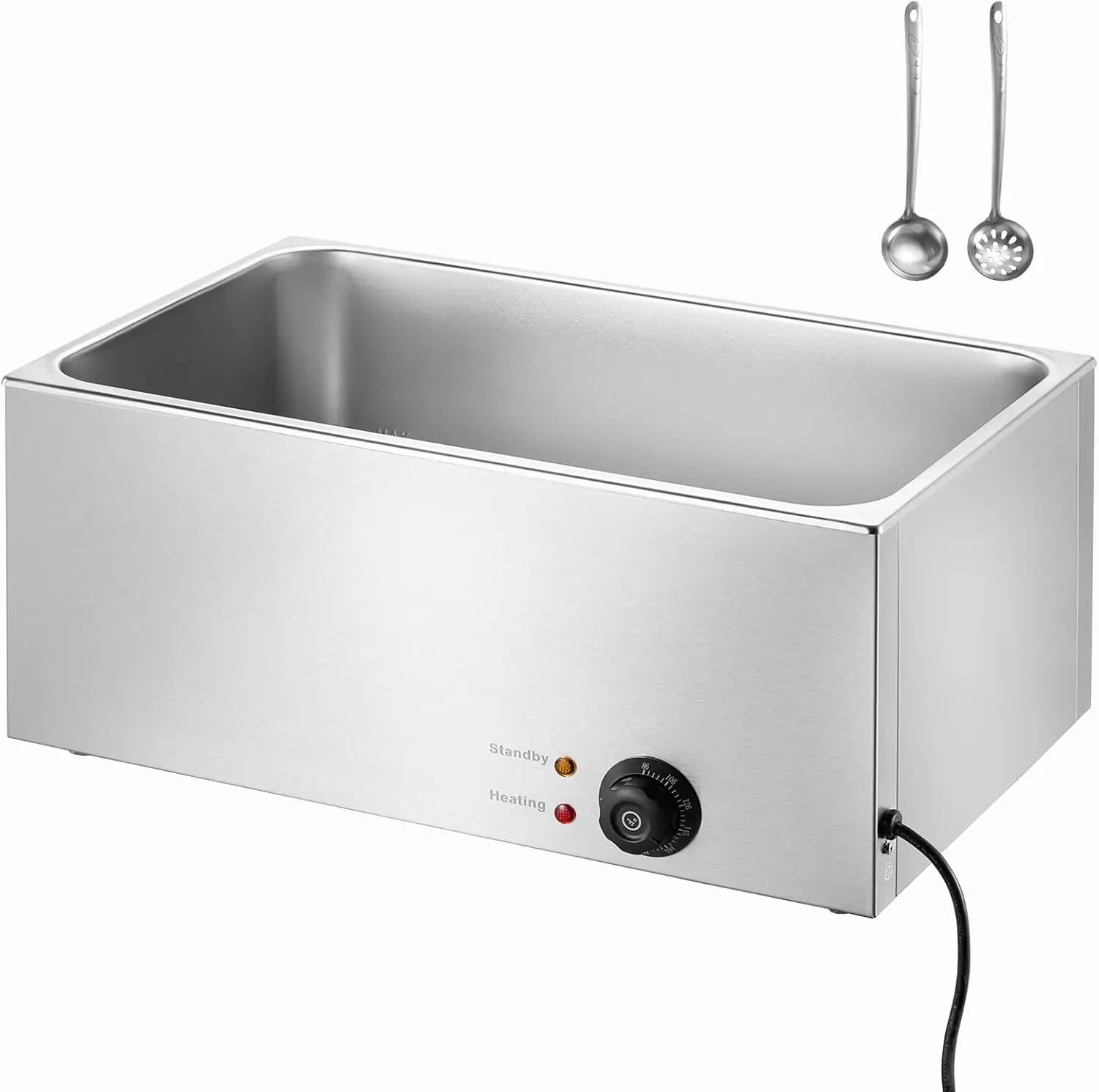 Happybuy Commercial Food Warmer 19Qt Bain Marie 1200W Electric Buffet Warmer Steam Table Food Warmer Countertop Stainless Steel