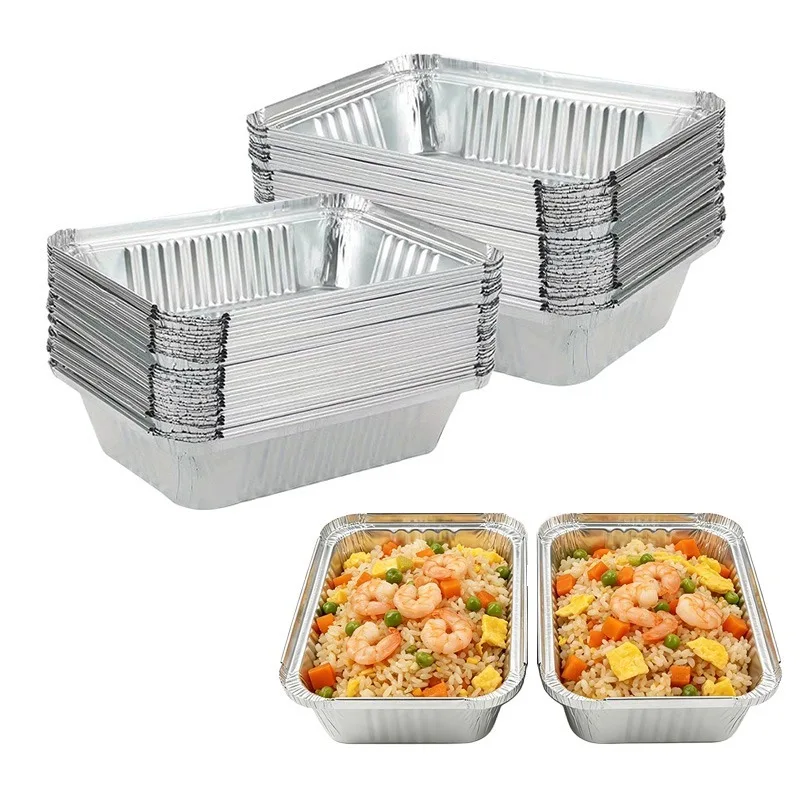 50/100PCS Rectangular Tin Foil Tray Suitable Daily Cooking Takeout Gathering Scenes At Home Disposable  Can Be Used