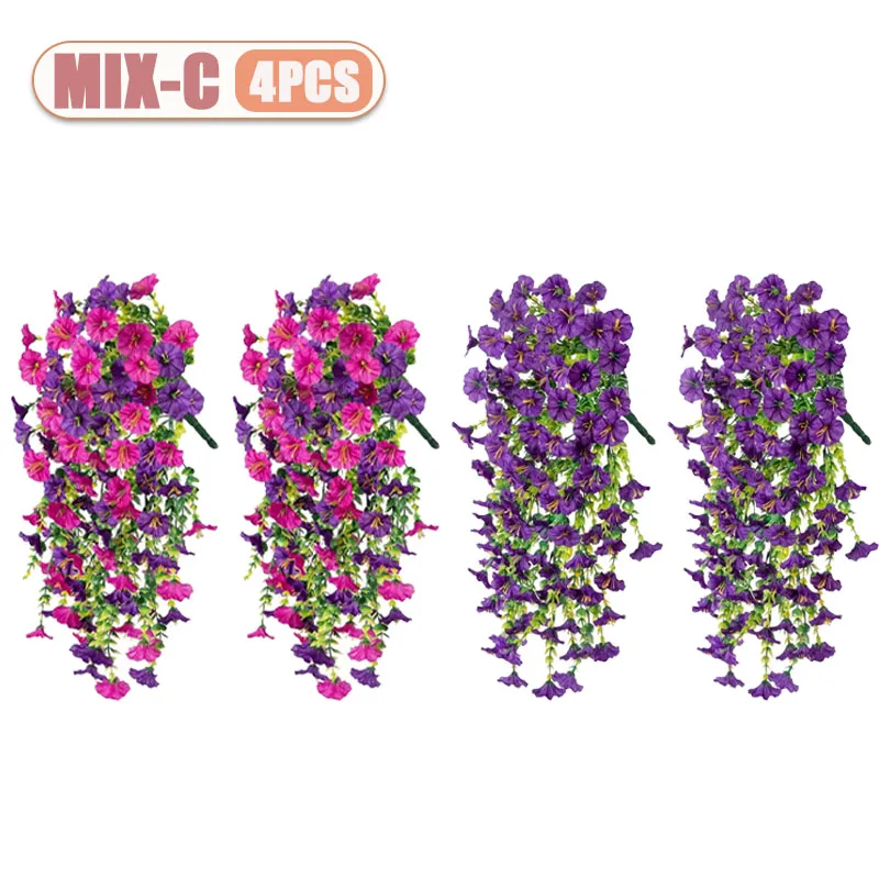 2-8PCS Indoor Outdoor Kunstmatige Morning Glory Muuropknoping Faux Bloemen Home Decor Tuin Bloemstuk Decoraties - afbeelding 1