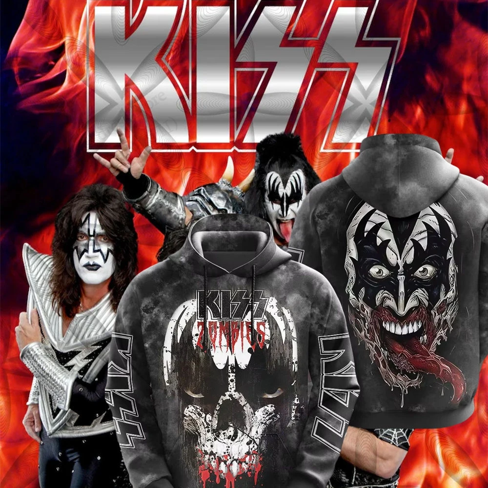 قبلة الفرقة ثلاثية الأبعاد طباعة هوديي الرجال النساء موضة هوديس البلوز روك معاطف النساء تعرق الرجال هوديس قبلة الملابس قبلة سوداديراس