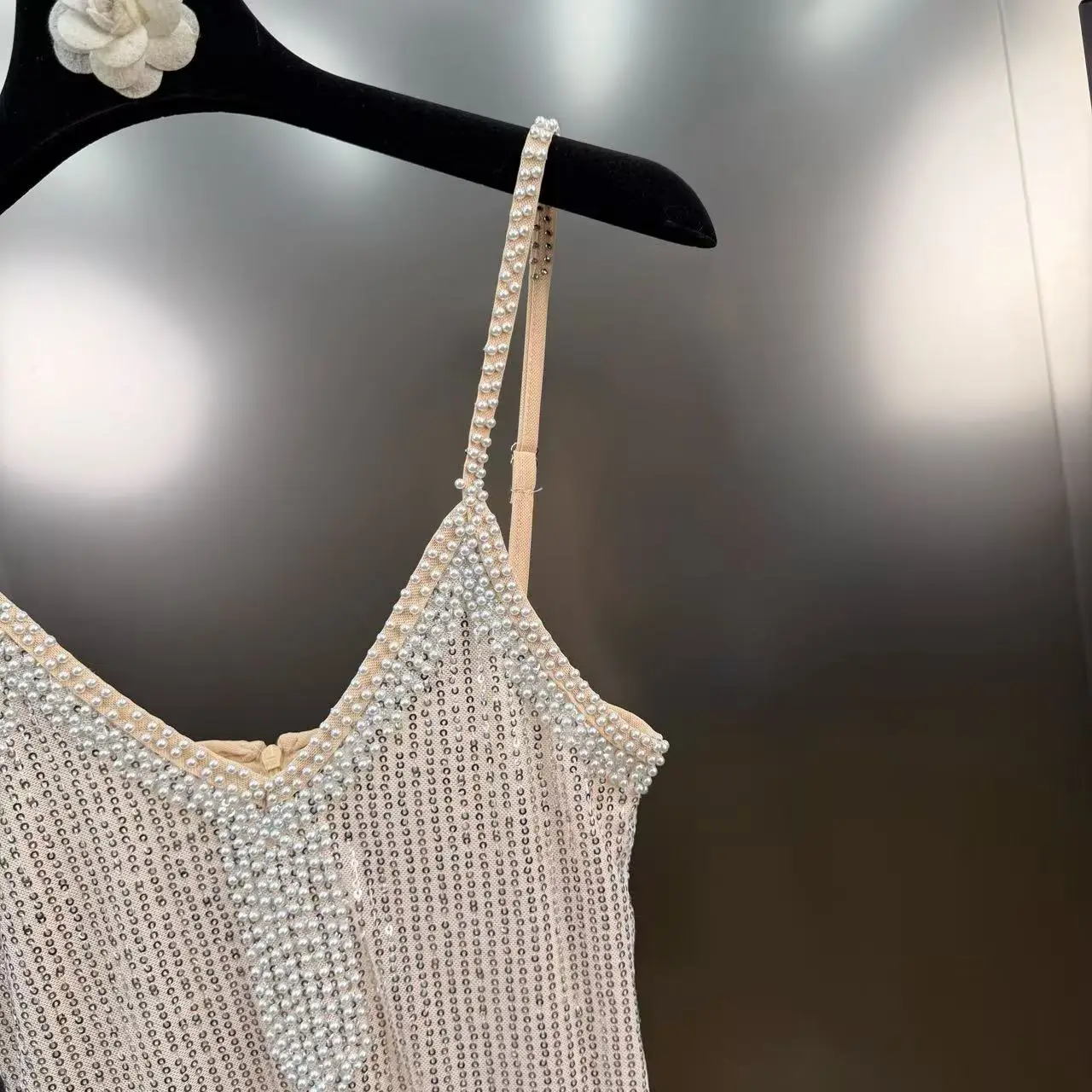 2026年春 セクシーな羽根飾りストラップドレス レディース ナイトクラブ ディスコ スパンコール ボディコンドレス エレガントな社交界 イブニングパーティードレス