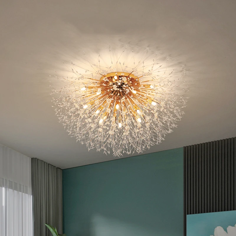 Modern Firefly Spark Ball Crystal Ceiling Light For Living Room Dining Room Bedroom Dandelion Lighting Decorative Luminaire G9