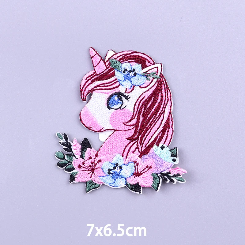 Unicorn Applique Embroidered Patches For Clothing Stickers Cartoon Animal Patch Iron On Patches On Clothes DIY Sew/Fusible Patch