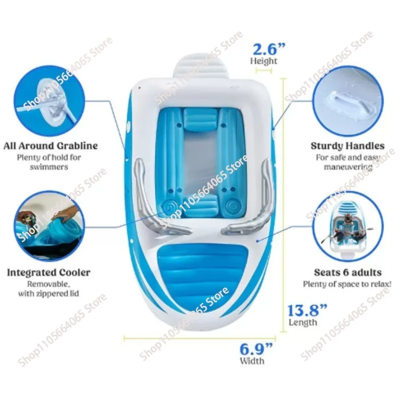 Manufacturer 6 People PVC Floating Island Thickened Inflatable Pirate Ship Multi-person Water Party Yacht Spot Floating Boat