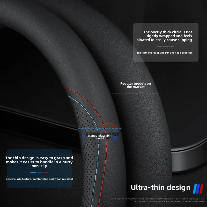 غطاء عجلة قيادة السيارة من الجلد لميتسوبيشي ديليكا Mini eK X EV Space Eclipse Cross Grand Lancer Xpander أوتلاندر PHEV 38 سنتيمتر #3