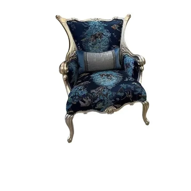 

European living room leisure single sofa carved single chair jacquard leisure chair