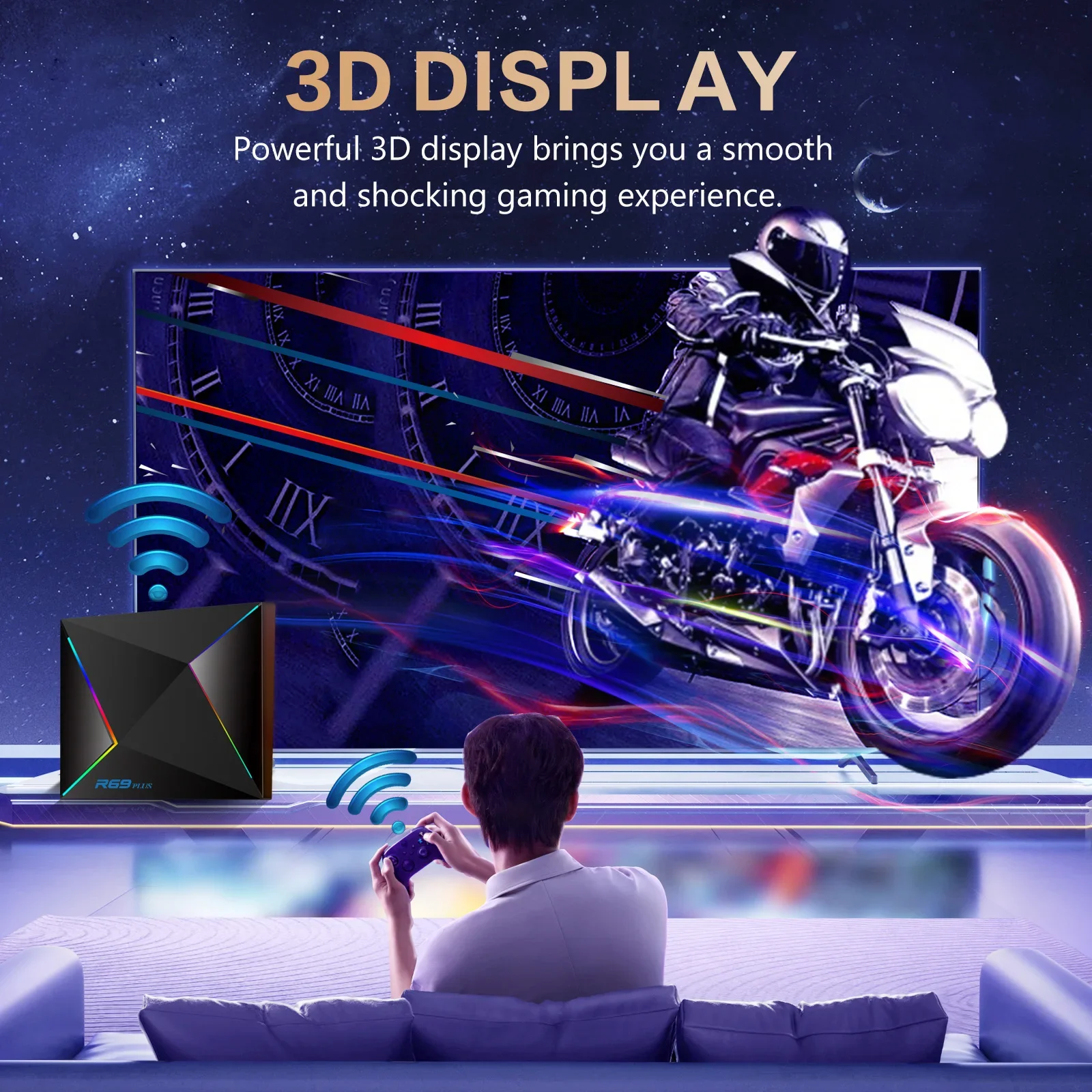 R69 Plus Android14 smart TV box Allwinner H728 podwójne Wi-Fi obsługuje odtwarzanie wideo 8K i przesyłanie ekranu Netflix Chromecast sterowanie asystentem głosowym odtwarzaczem multimediów strumieniowych