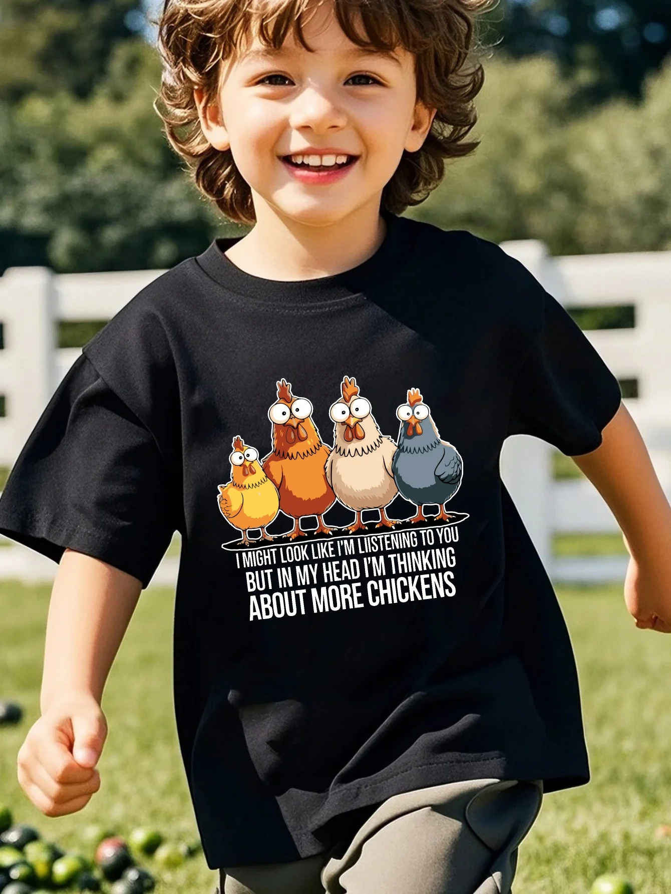 Kids Family Matching T Shirt Cartoon Chickens Funny Quote Print Short Sleeve Cotton Tops For Boys Girls Daily Casual Outfit