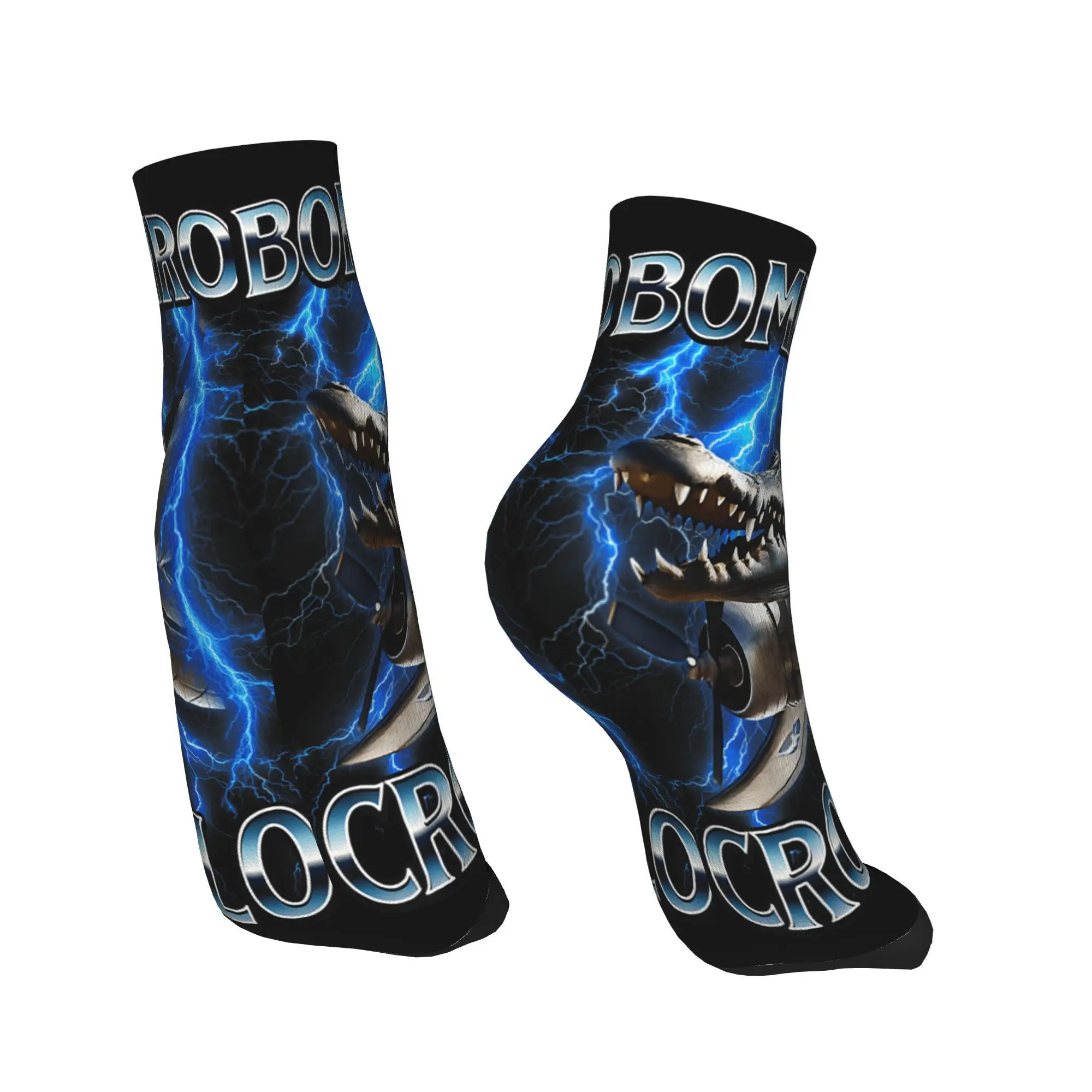 Bombardiro Crocodilo Söckchen Paar Italienisches Brainrot Meme Atmungsaktive Neuheitssocke Frühling Outdoor Rutschfestes Design Socken Geschenk
