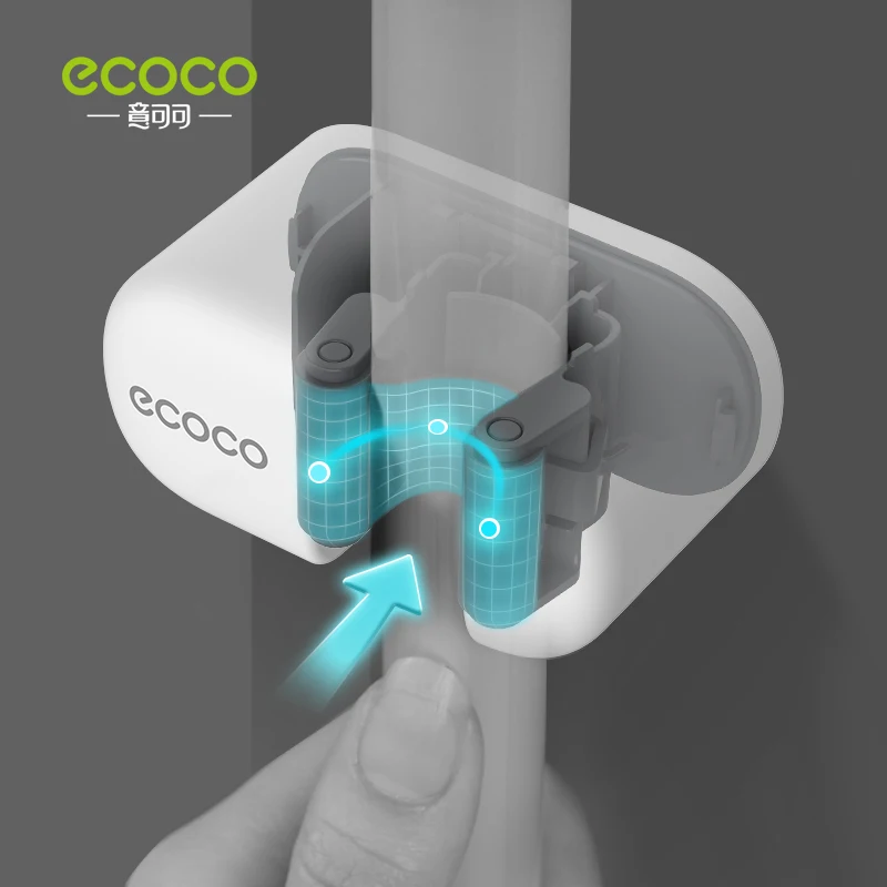 ECOCO Mop Hook Wall Clip Free Punching Glue Strong Sticky Hook Bathroom Wall Hanging Broom Mop Clip Fixed Artifact Bathroom