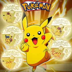 Monety Pokemon Metal srebrny monety Pikachu złote pokemony Anime pamiątkowa moneta Charizard okrągłe metalowe zabawki na monety