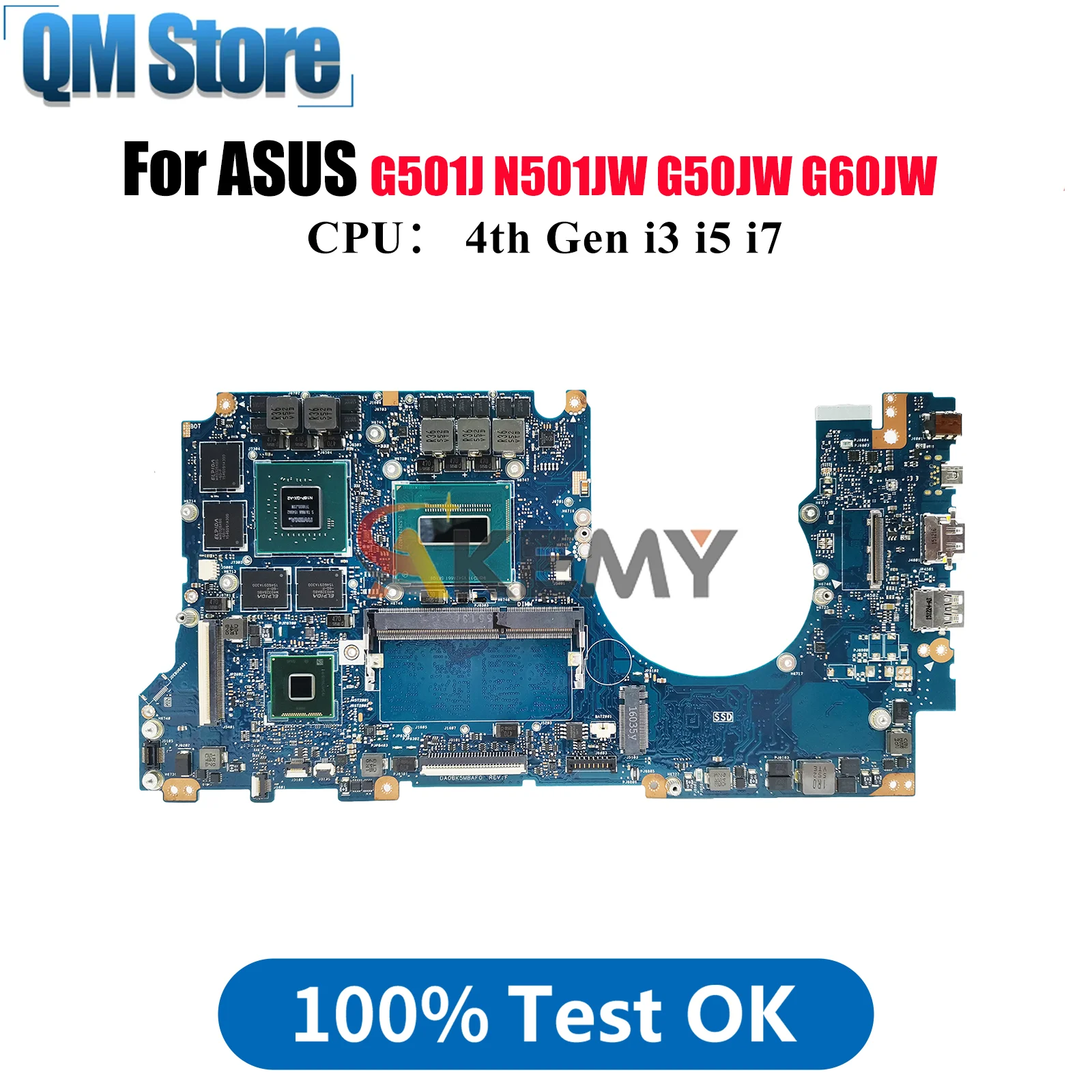 

N501JW Материнская плата для ноутбука ASUS ROG N501JW N501J G501J Материнская плата для ноутбука с процессором i3 i5 i7 100% тестирование ОК быстрая доставка stk