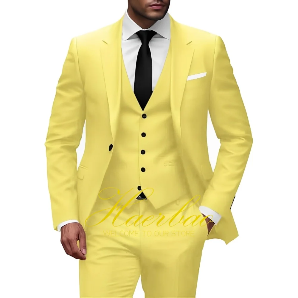 

Formal Men Suit 3 Piece Set Slim Fit One Button Blazer Vest Pants Suit Set Wedding Groom Outfit Suits for Men