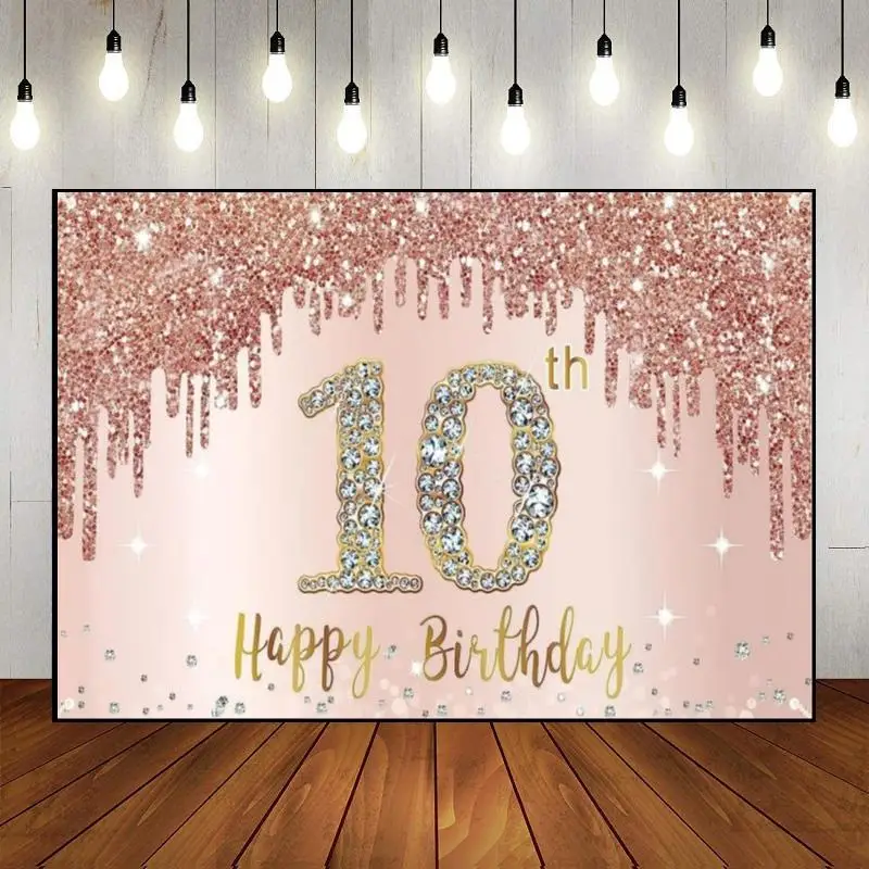 Happy 10th Birthday Background Photography Backdrops Princess Photo Party Baby Room Decoration Gender Reveal Banner Boy Red Game