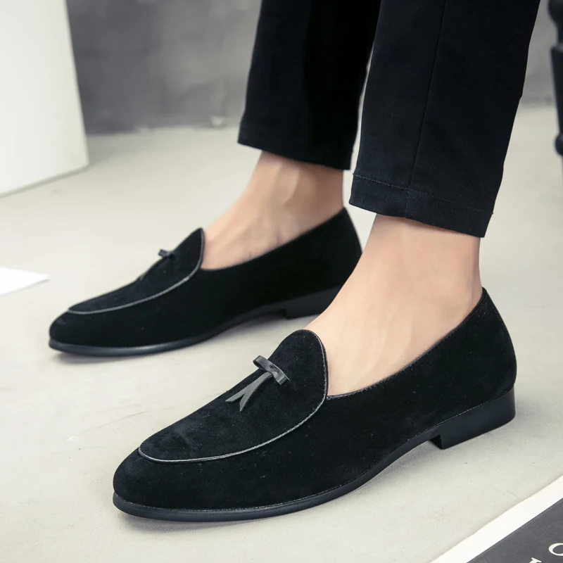 Leather Shoes for Men Slip On Soft Shoes Man Comfortable Casual Men Suede Loafers Moccasins Driving Shoe Male Rubber Sole