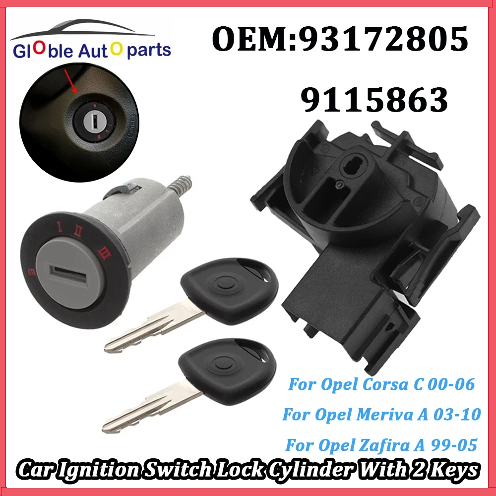

9115863 913654 Для Vauxhall Opel Corsa C Combo C Meriva A Tigra B Astra G Zafira A Автомобильный цилиндр замка зажигания с 2 ключами