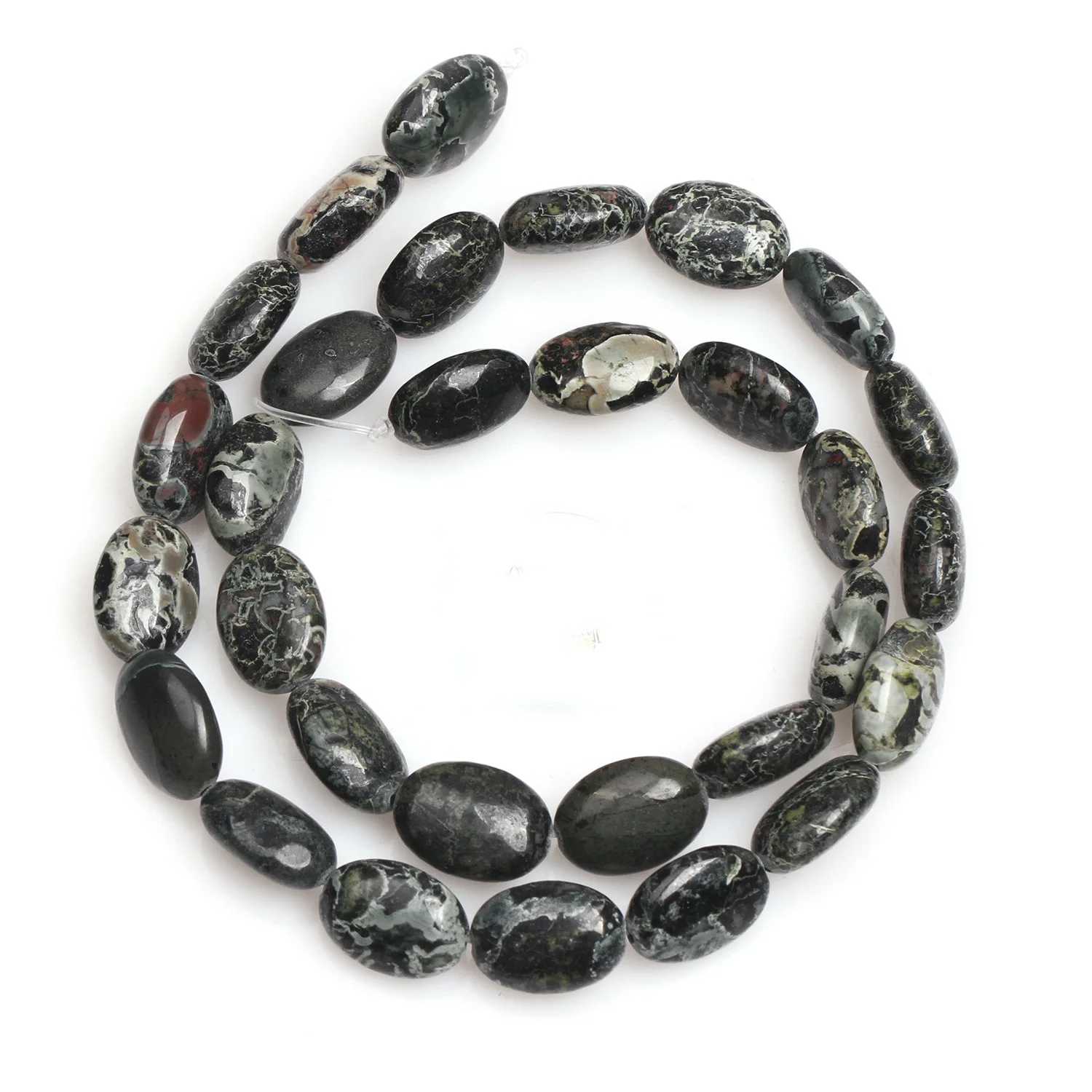 Dark Green Natural Oval Rhyolite Kambaba Jaspers Stone Gem Stone Semi Precious Beads Loose Bead For Jewelry Making Wholesale