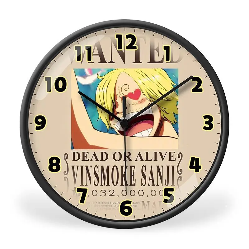 One Piece Monkey D. Luffy Roronoa Zoro Anime-Zubehör Zweidimensionale Wanduhr Wohnzimmer Schlafzimmer Dekoration Geräuschlose Uhr – Detail 3