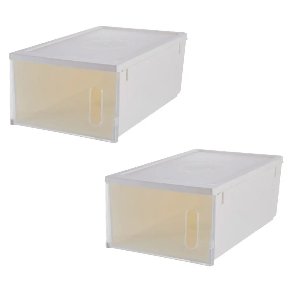 

2Pcs Shoes Storage Box Transparent Plastic Large Capacity Shoe Organizer Easy Clean Waterproof Home Storage Case