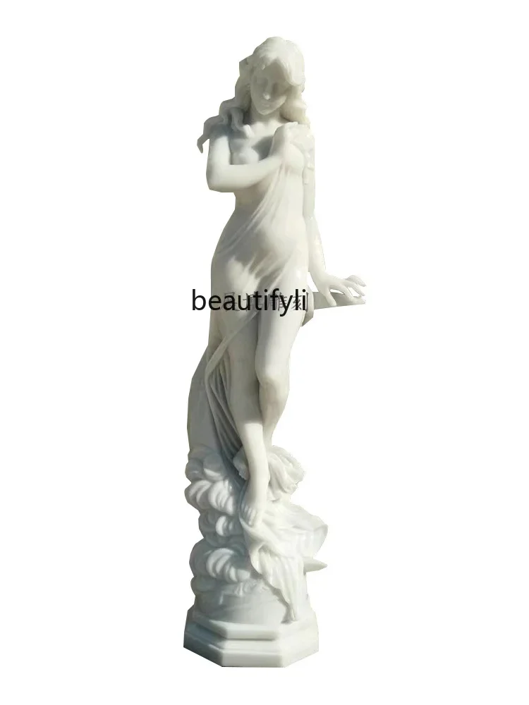 

European-Style Western Figure Moon Goddess Statue White Marble Material Hand Carved Marble Sculptured Ornaments