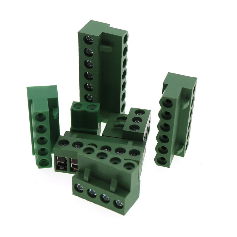 5pcs HT5.08 2/3/4/5/6/7/8/9 Pin Right Angle Pcb Screw Terminal Block Connector 5.08mm Pitch Plug + Straight Pin Header Socket